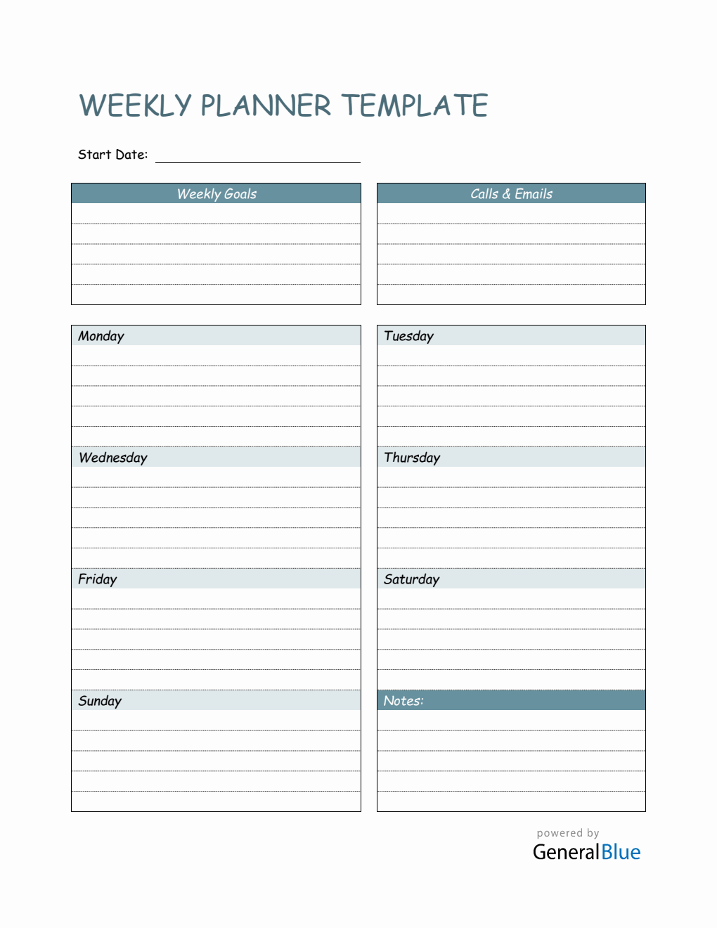 Weekly Planner Template in Word