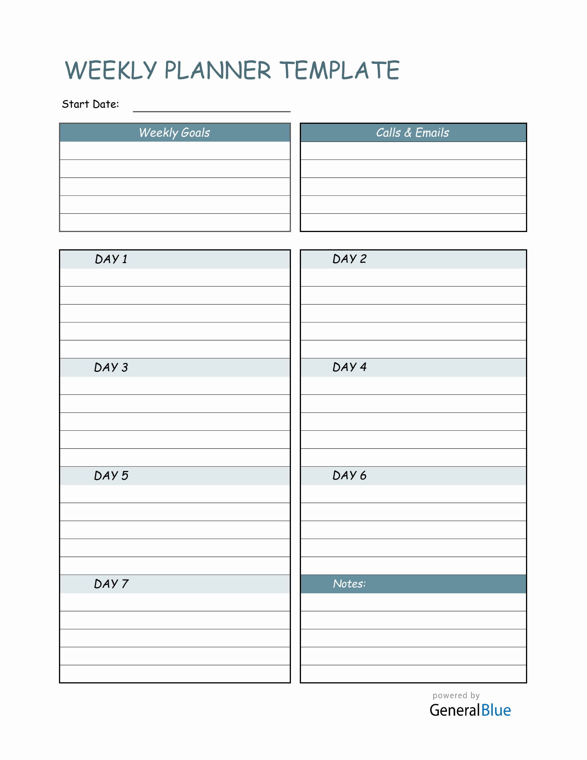 Weekly Planner Template In Excel