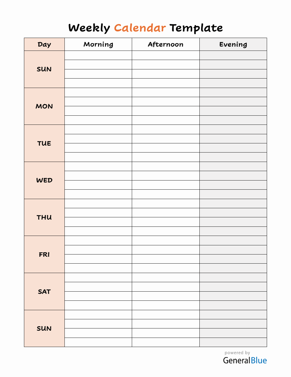 Weekly Schedule Templates
