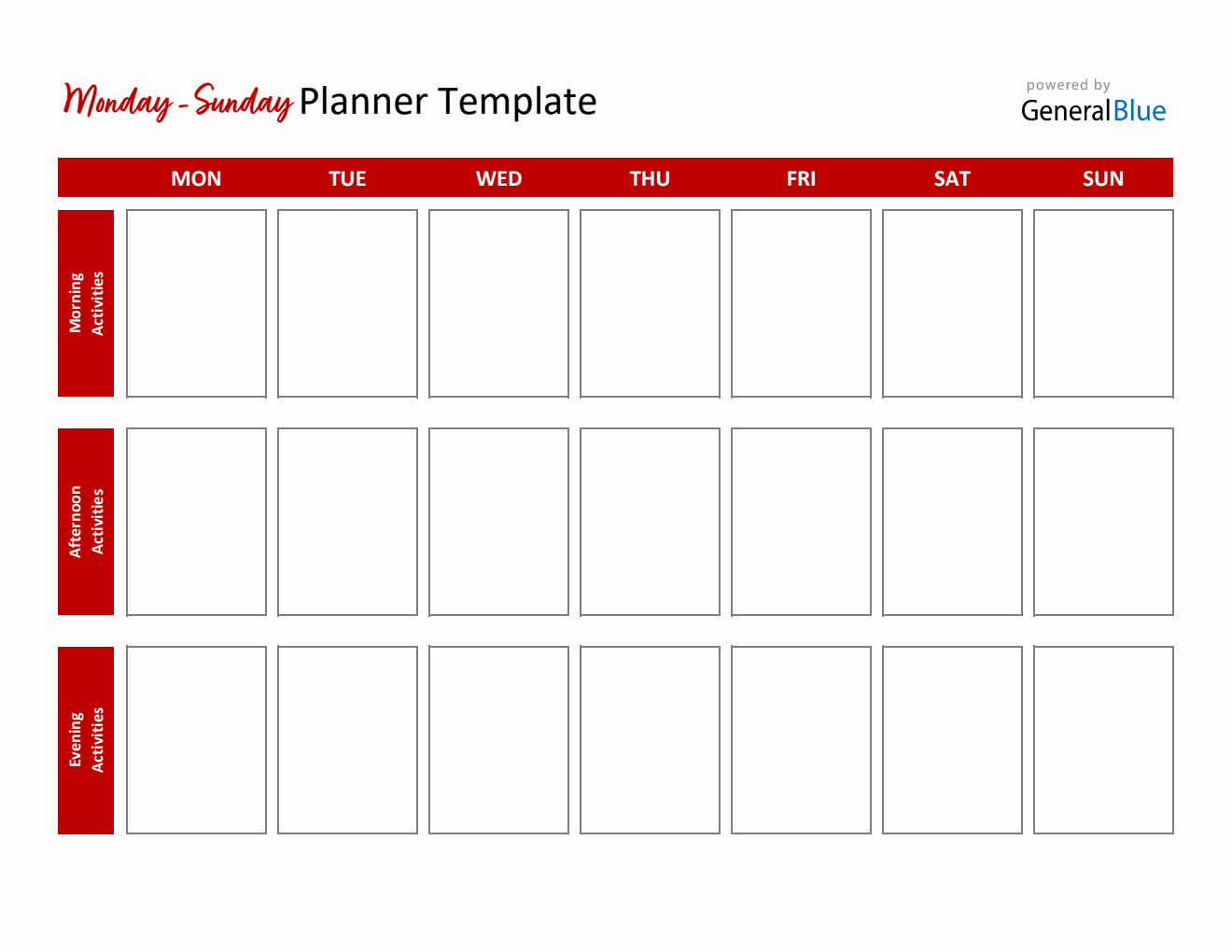 Free Excel Weekly Planner Templates