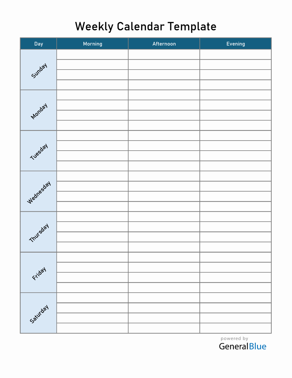 Weekly Temolate Weekly Schedule Templates