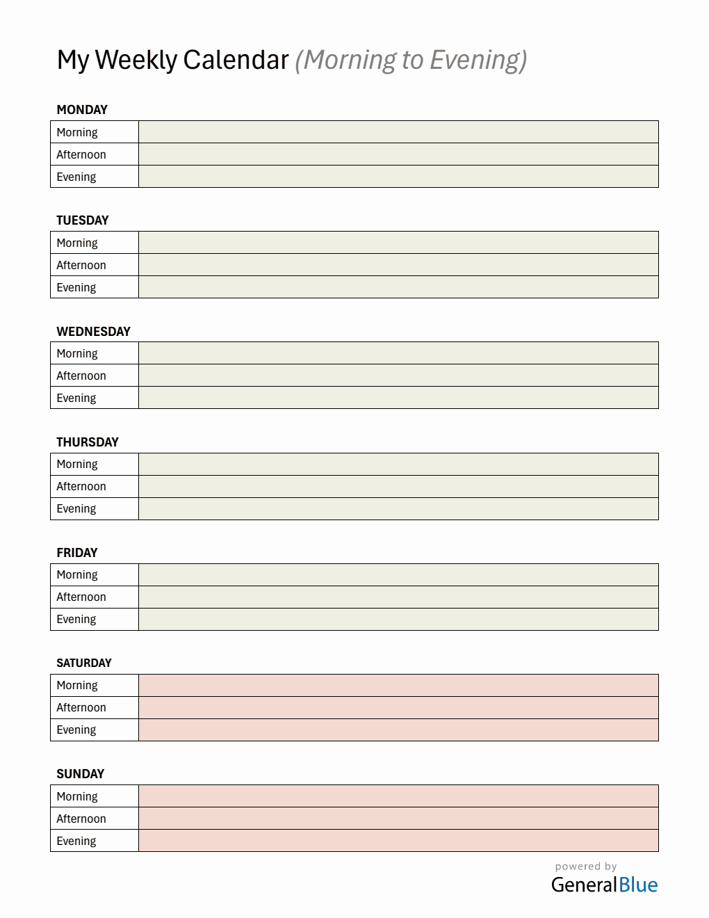 Free PDF Vertical Weekly Planner Templates