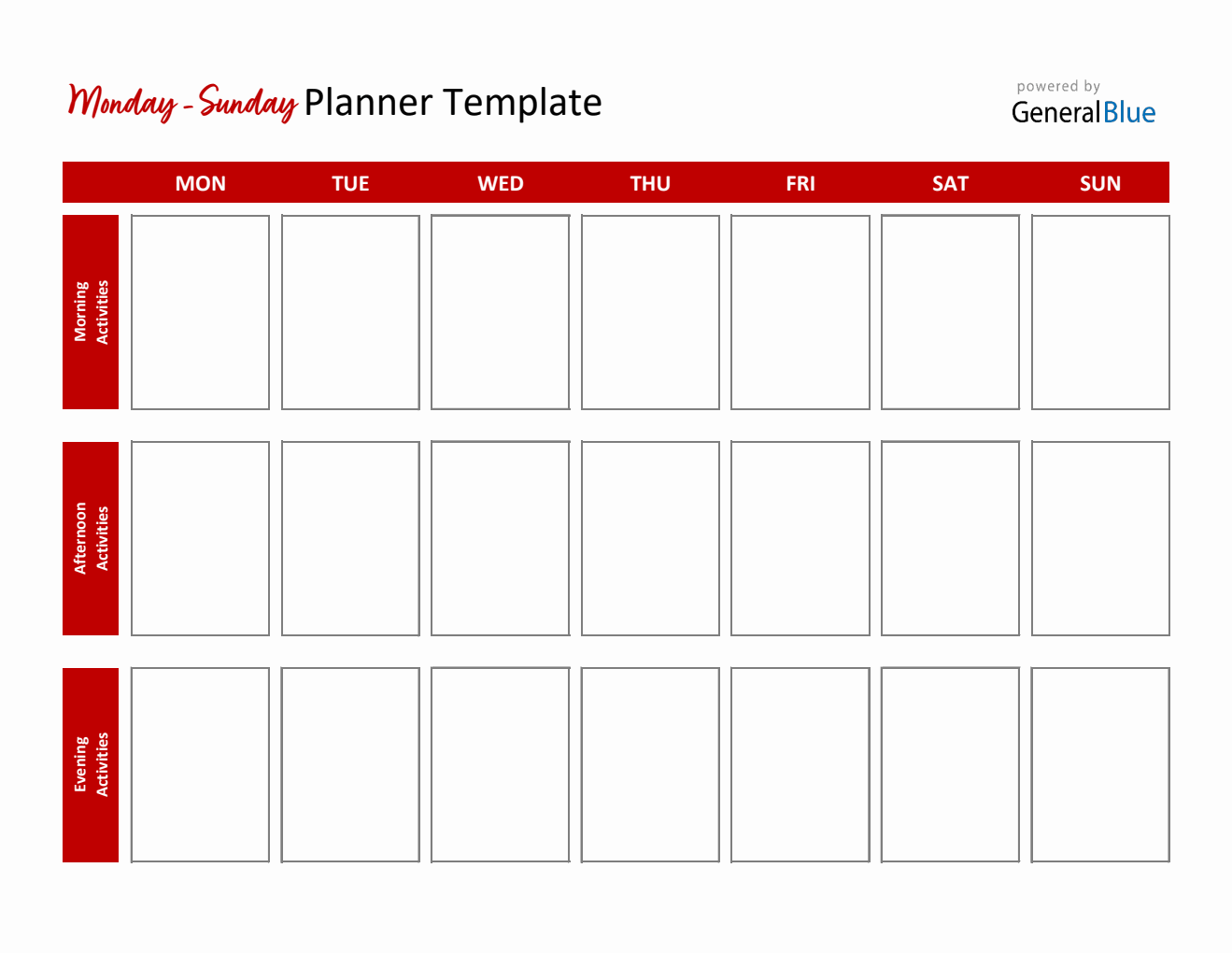 Weekly P Vertical Weekly Planner Templates
