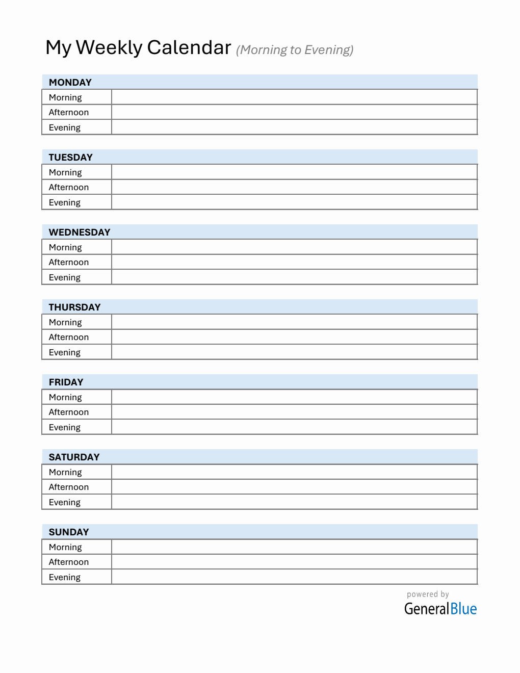 Weekly P Vertical Weekly Planner Templates