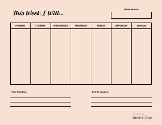 One Page At-A-Glance Weekly Planner - Free Printable PDF