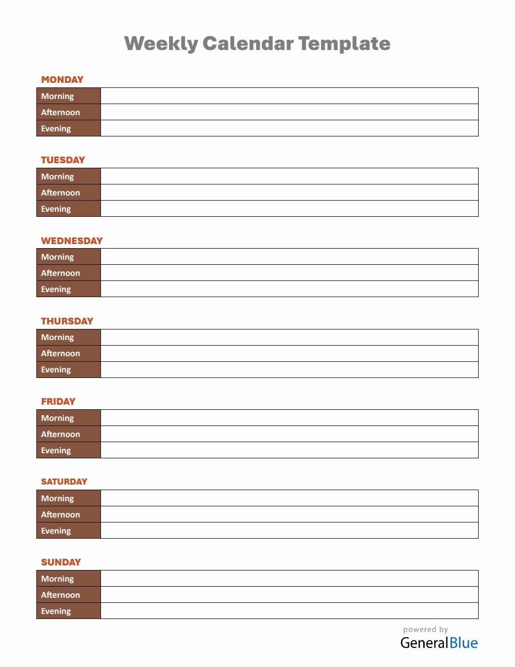 Weekly P Vertical Weekly Planner Templates