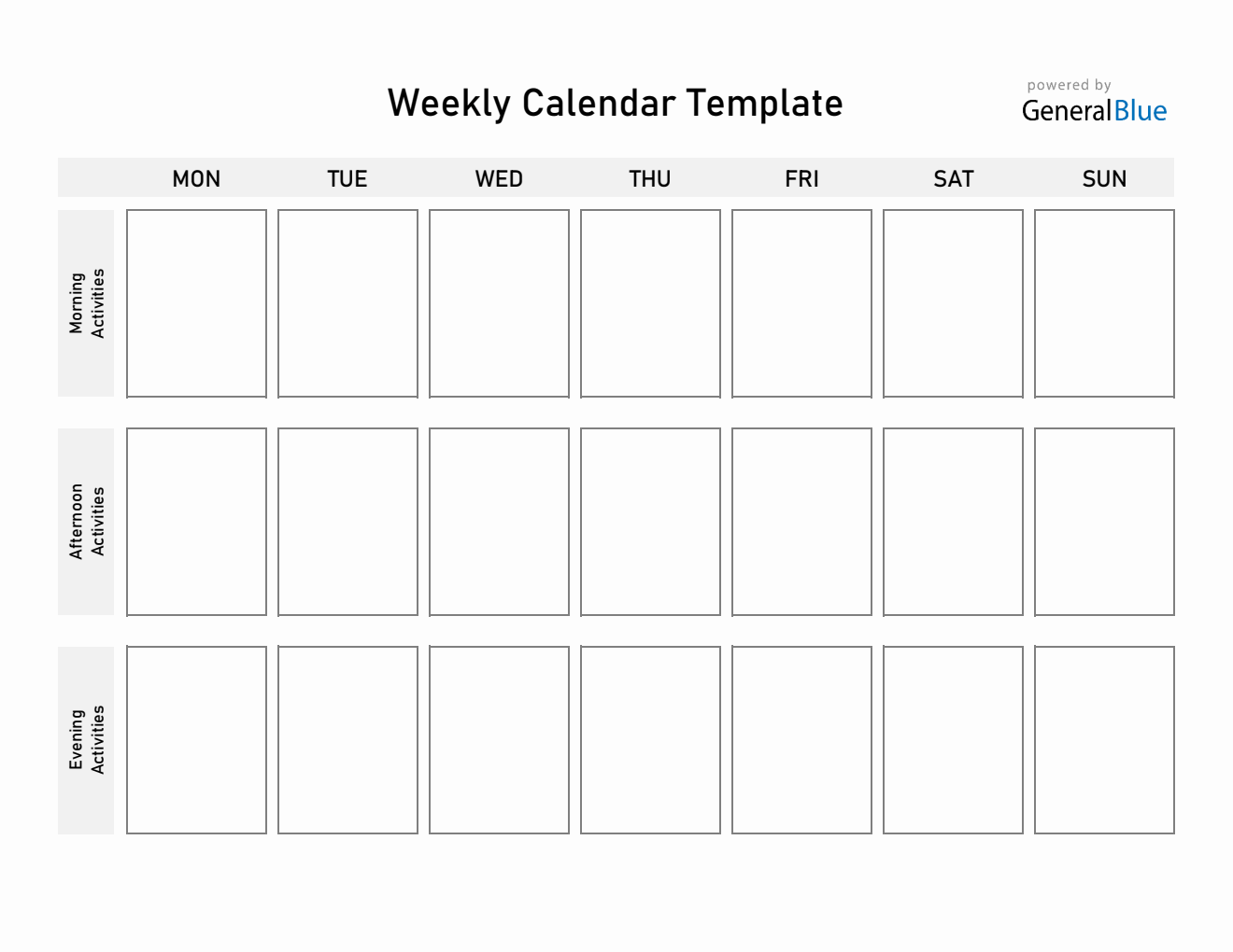 Vertical Weekly Planner in Excel (Landscape Layout)