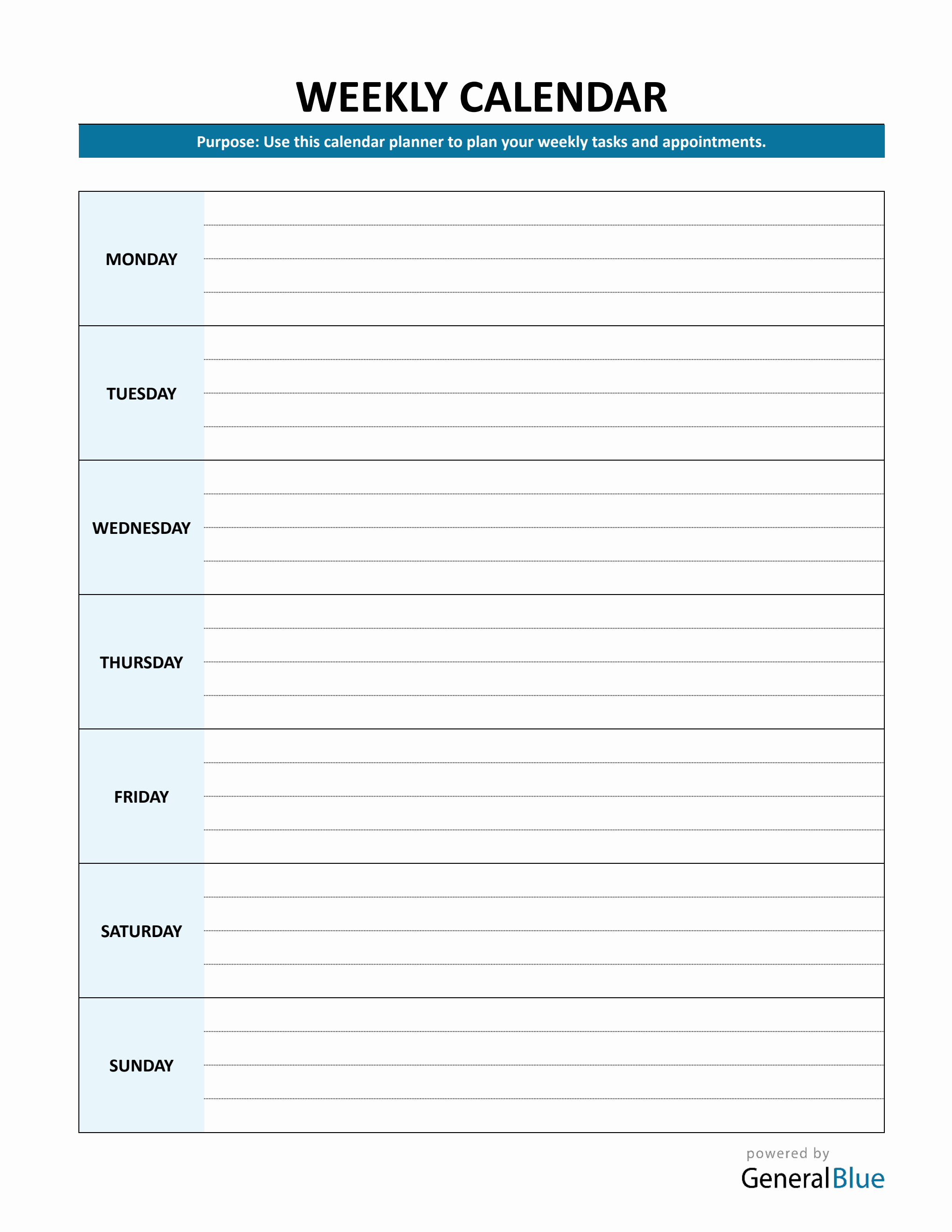 Simple Week Calendar Pdf Week At A Glance PDF Planner (Simple)
