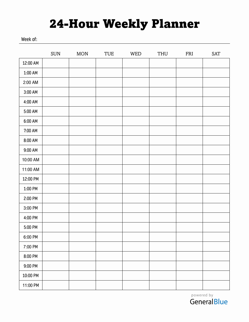 Weekly Schedule Template Word (Sunday To Saturday)