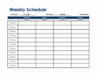 Weekly Schedule Template in Excel