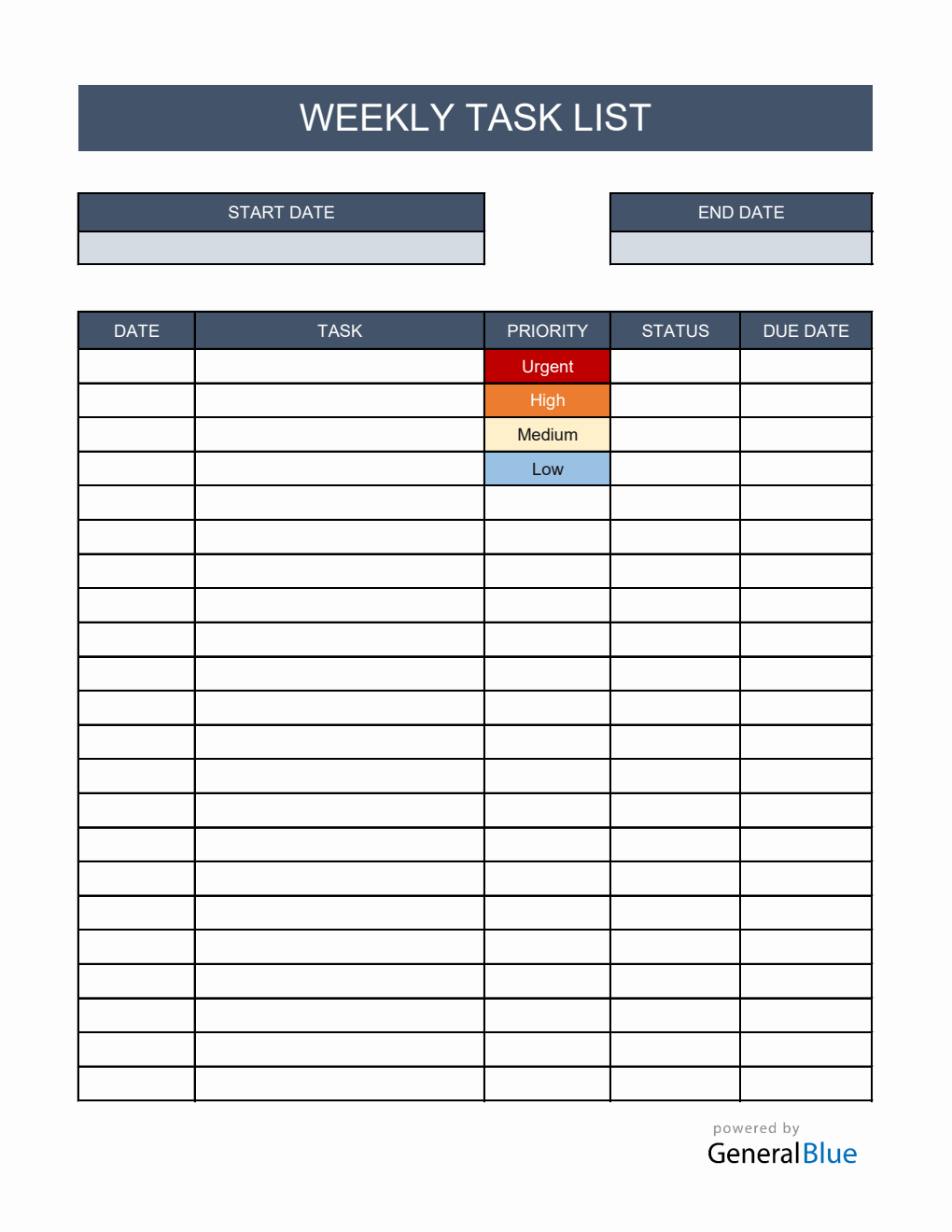 Simple Weekly Schedule Template