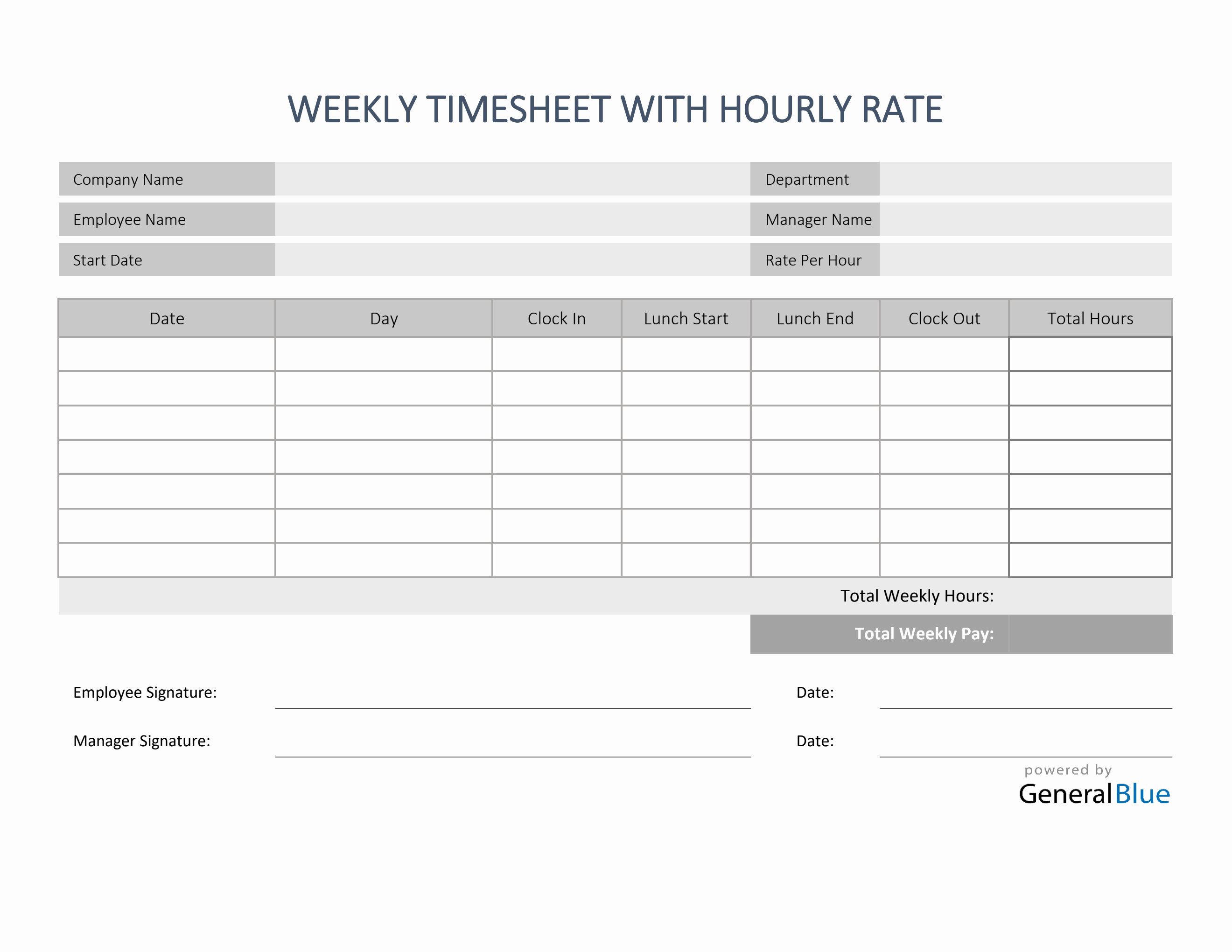Weekly Timesheet With Hourly Rate In Excel Weekly Timesheet With Hourly Rate In Excel