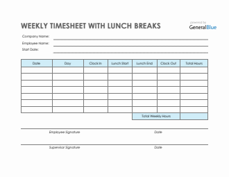 Weekly Timesheet With Lunch Breaks in Word