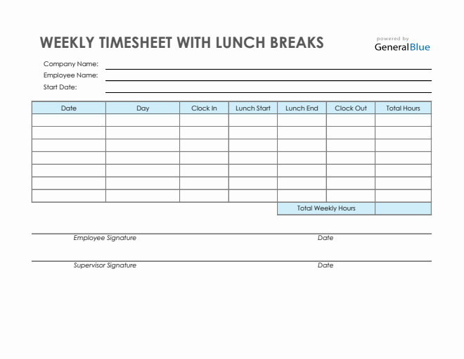 Weekly Timesheet Templates