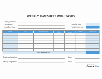 Weekly Timesheet With Tasks In Word
