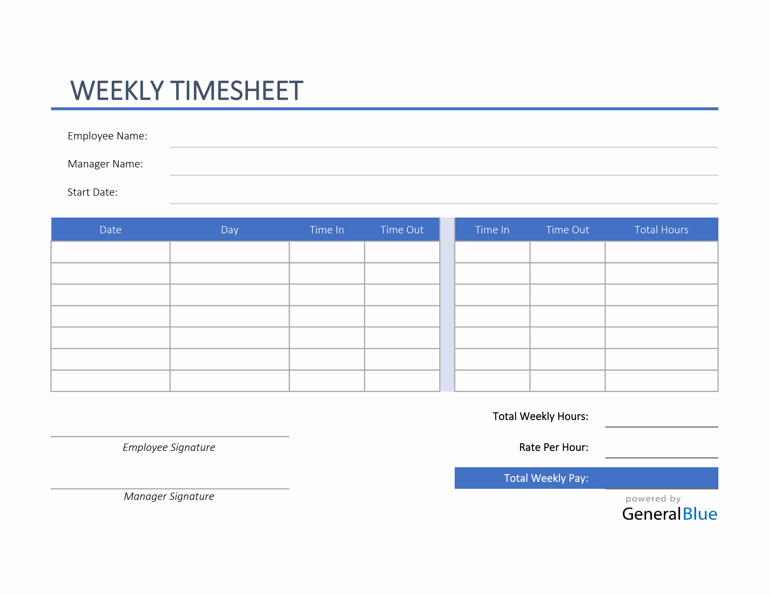 Excel Weekly Timesheet