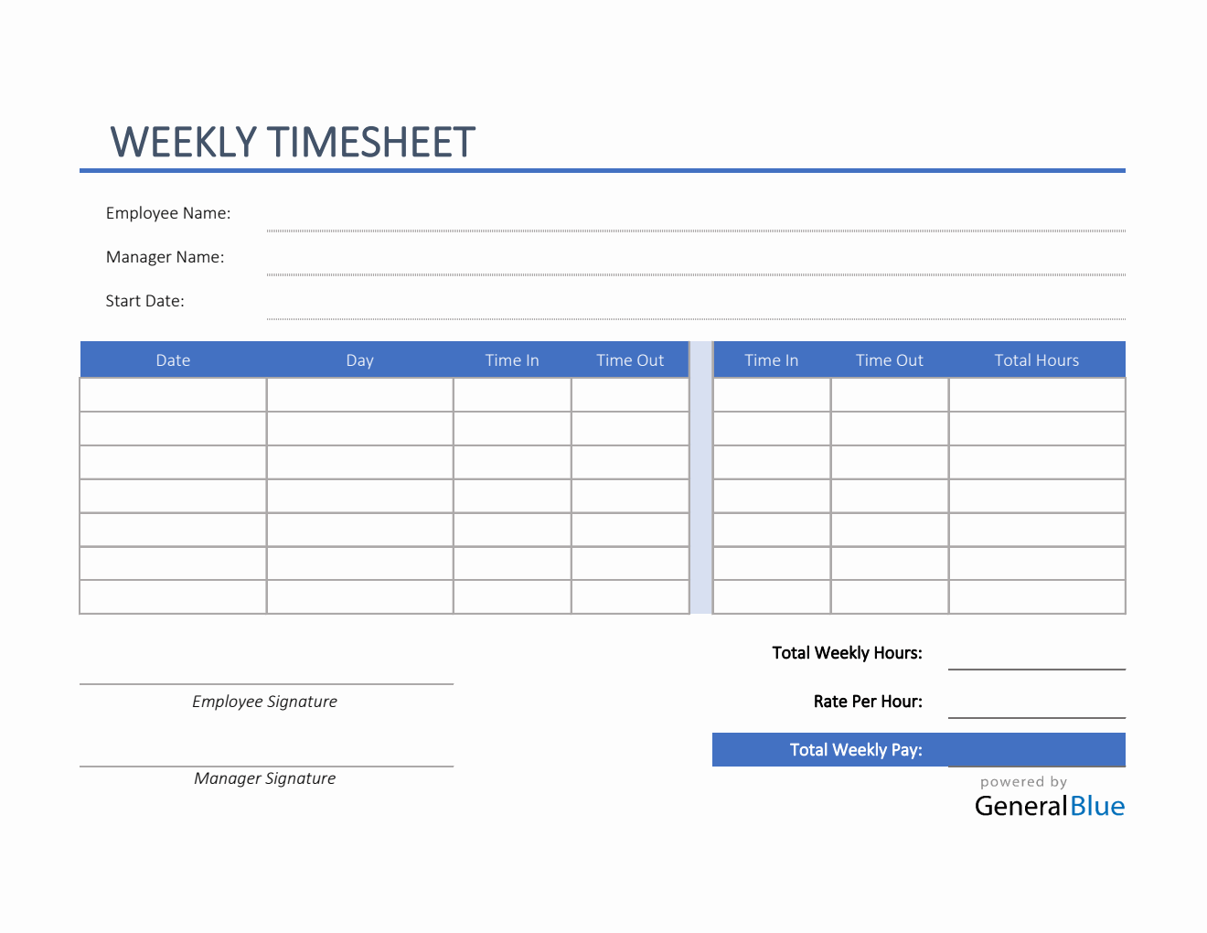 Excel Weekly Timesheet