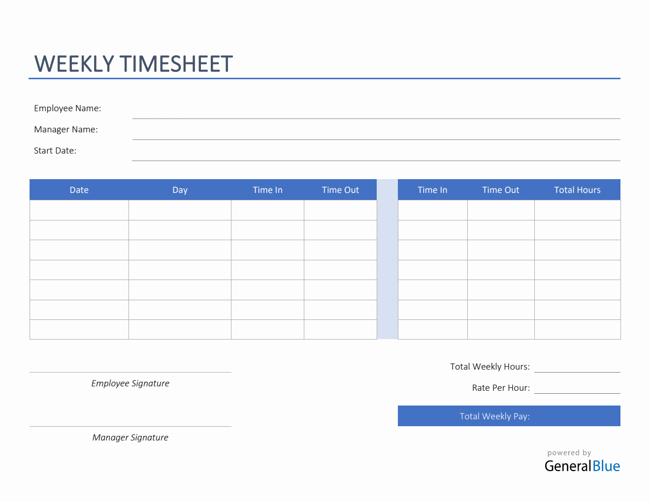 Weekly Employee Timesheet In PDF