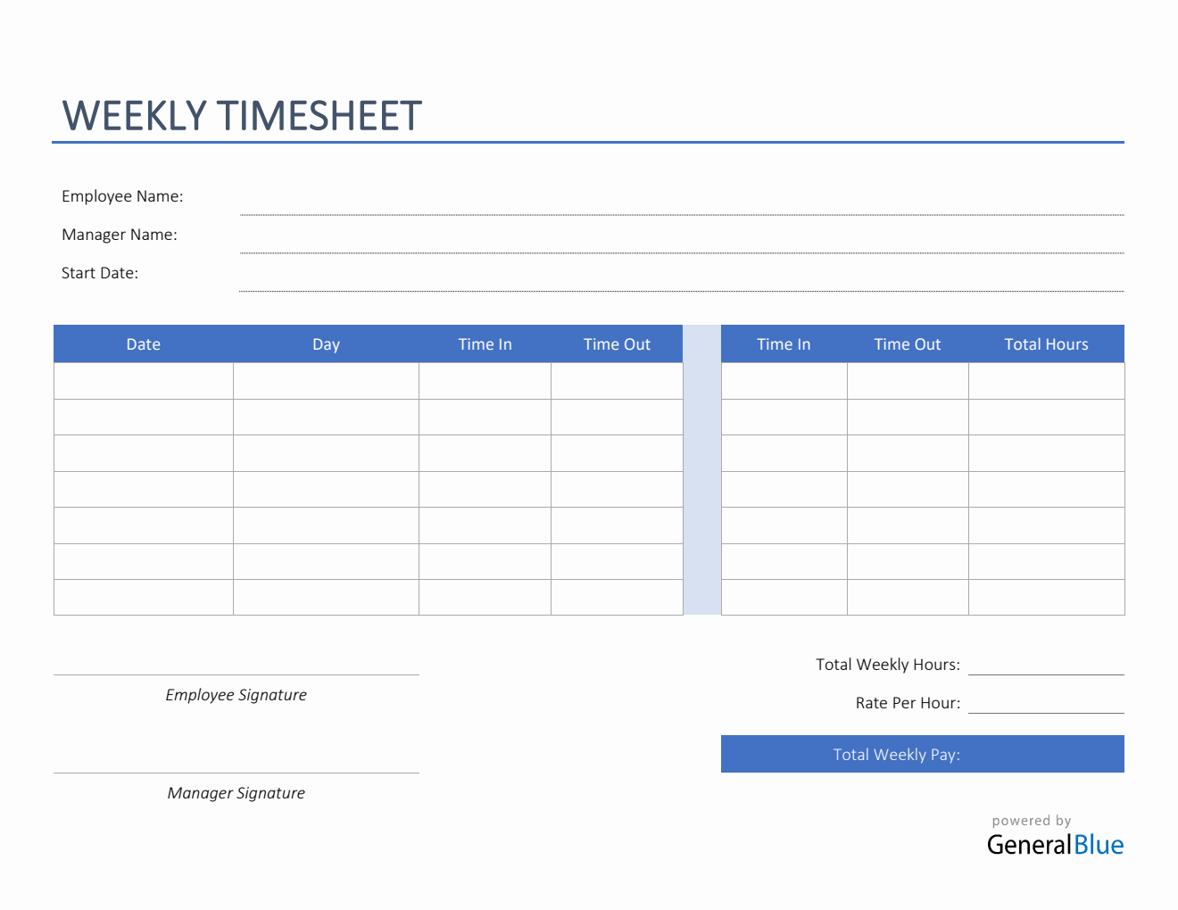 Weekly Timesheet Templates