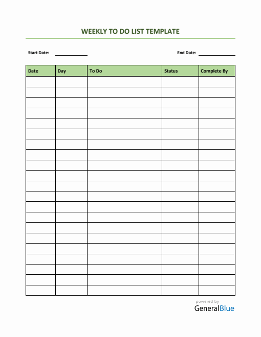 Weekly To Do List Template in Word
