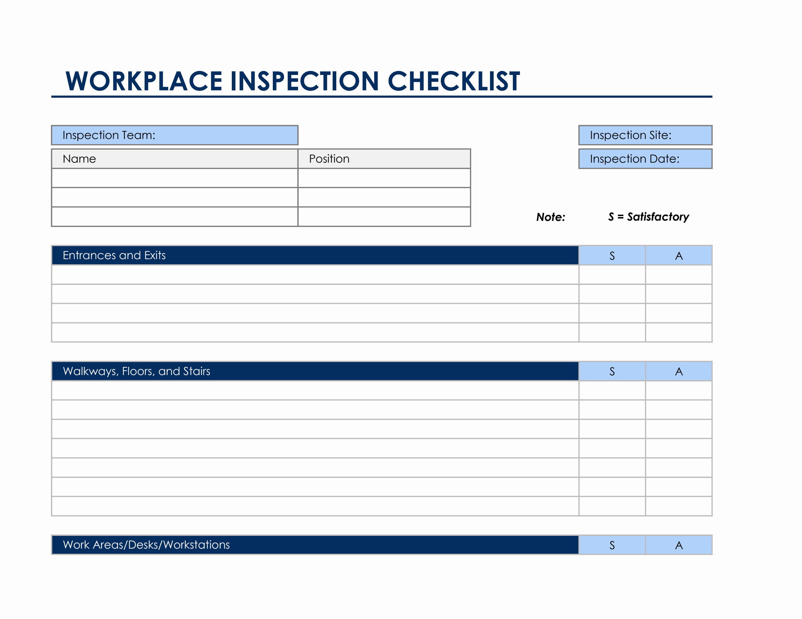 excel workplace inspection checklist
