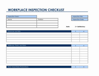 Excel Workplace Inspection Checklist