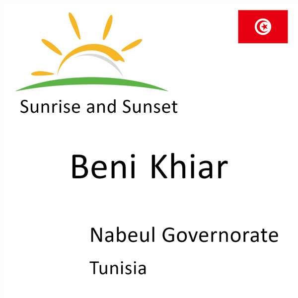 Sunrise and sunset times for Beni Khiar, Nabeul Governorate, Tunisia