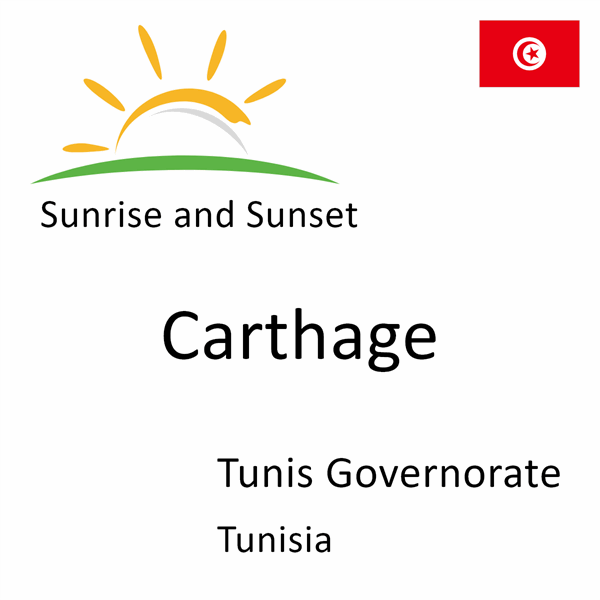 Sunrise and sunset times for Carthage, Tunis Governorate, Tunisia