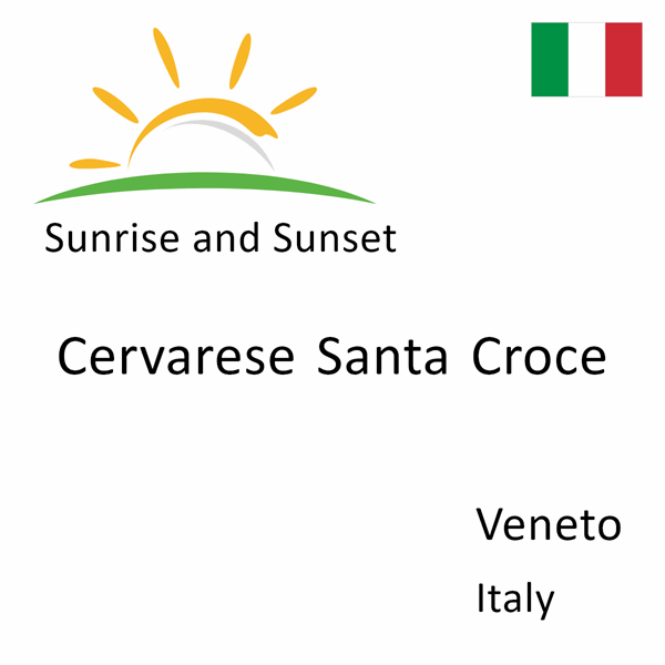 Sunrise and sunset times for Cervarese Santa Croce, Veneto, Italy