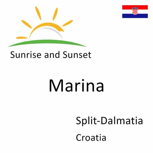 Sunrise and sunset times for Marina, Split-Dalmatia, Croatia
