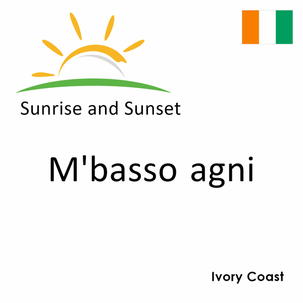 Sunrise and sunset times for M'basso agni, Ivory Coast