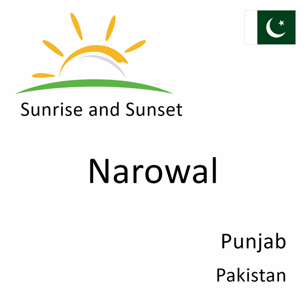 Sunrise and sunset times for Narowal, Punjab, Pakistan