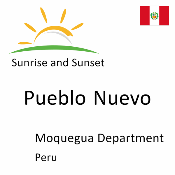 Sunrise and sunset times for Pueblo Nuevo, Moquegua Department, Peru