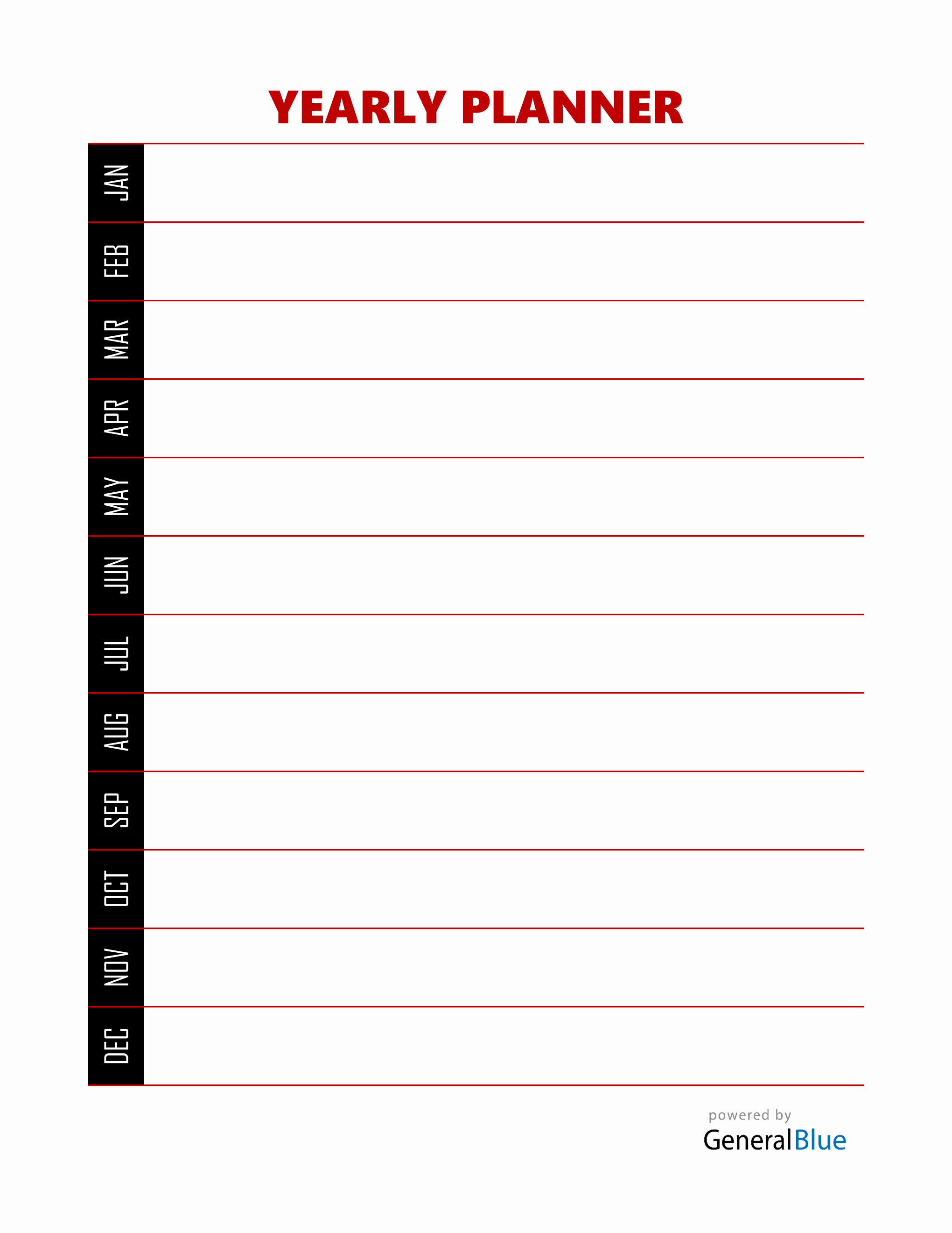 Free Yearly Planner Template Word (Streamlined)