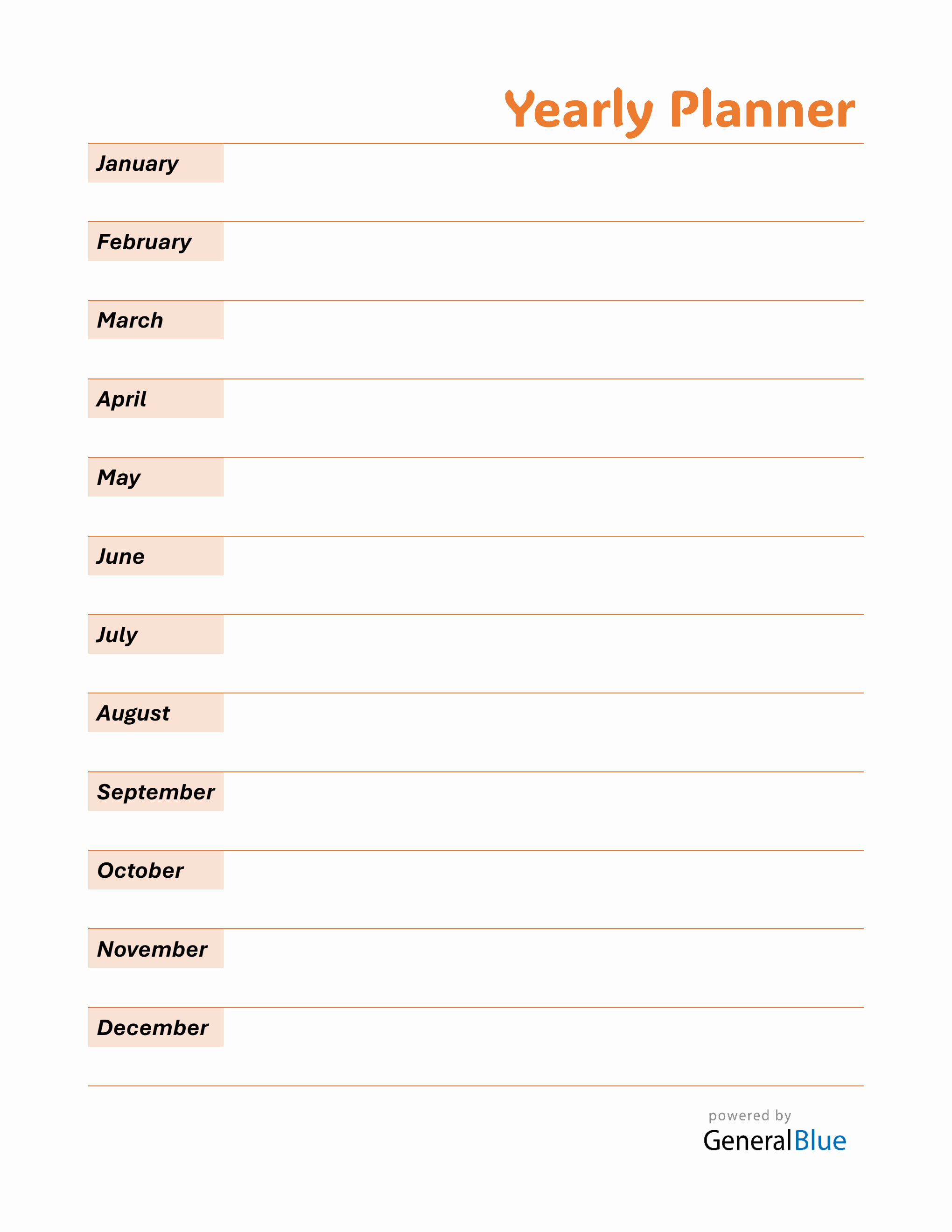 Free Yearly Planner Template Word (Orange)