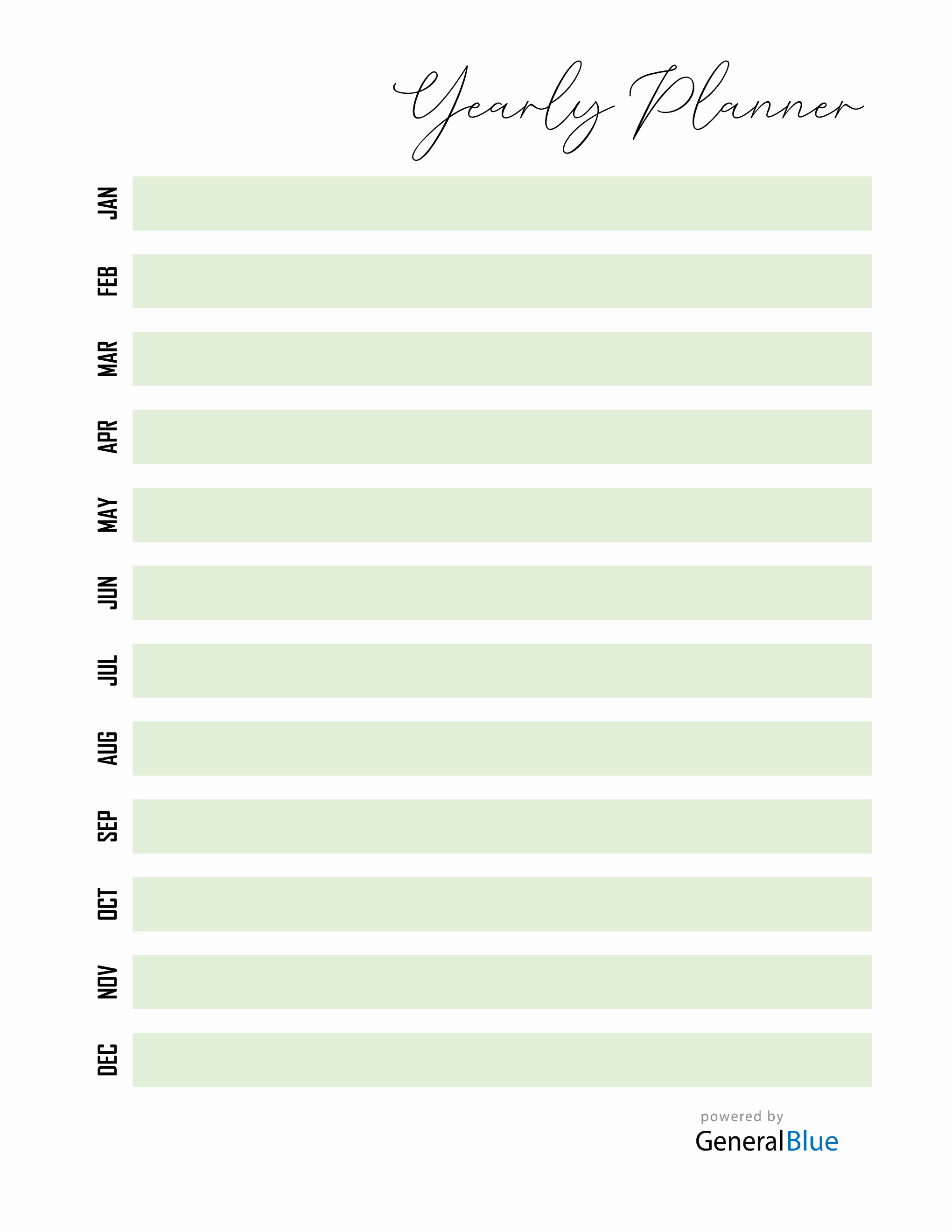 Free Yearly Planner Template Word (Green)